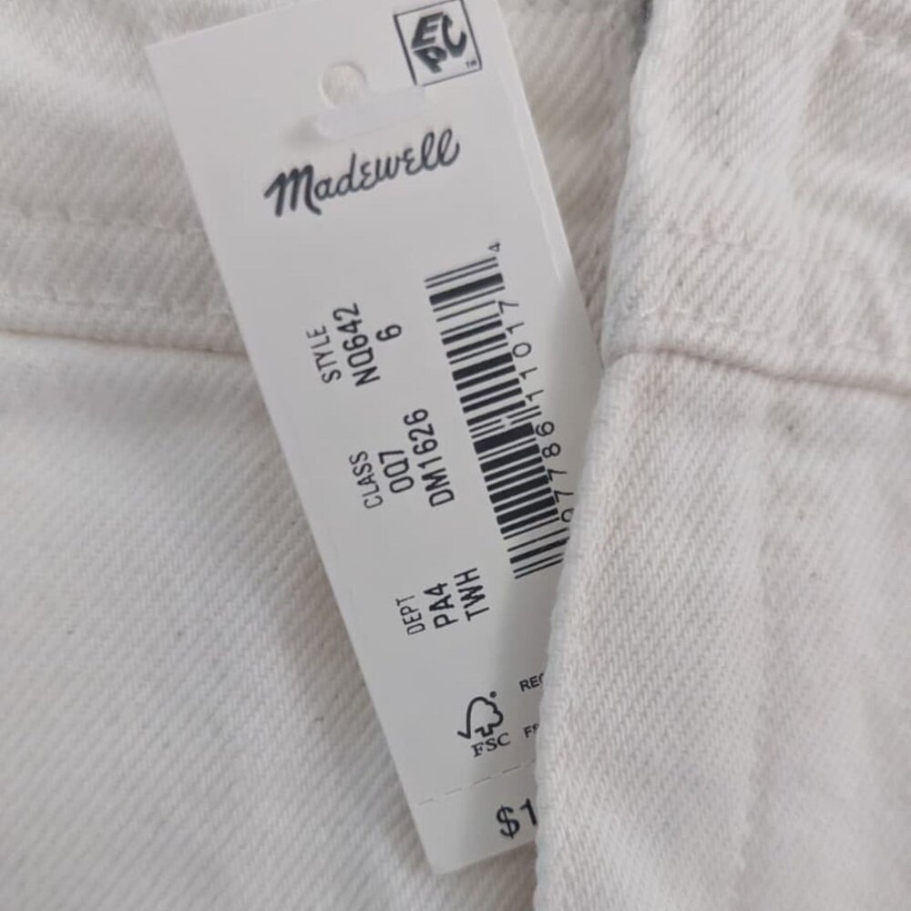 Madewell White Denim A-Line Mini Dress Square Neck Sleeveless NWT - Picture 4 of 4
